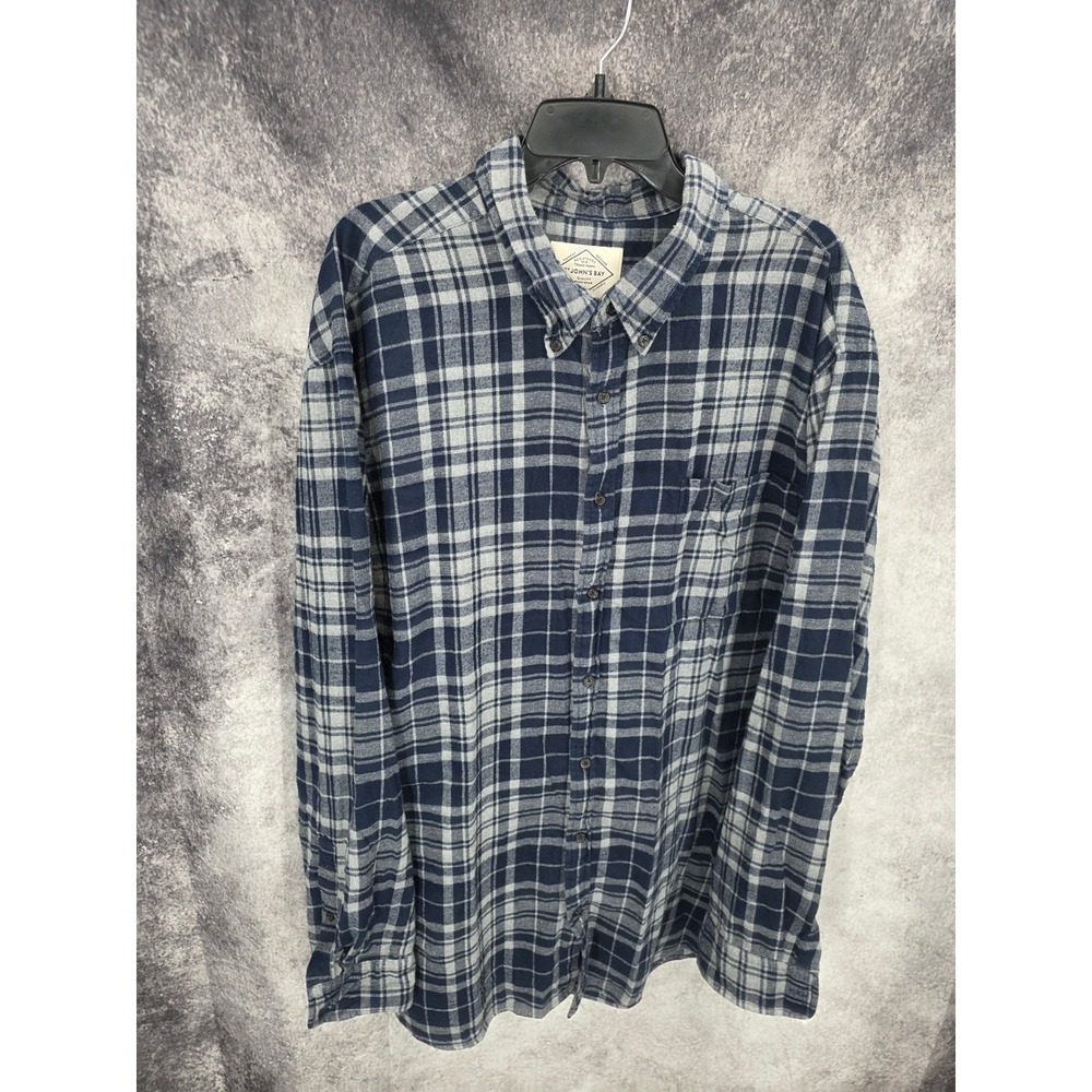 Jos A Bank Travelers Collection Shirt Mens XL Blue Plaid Button Down  Cotton